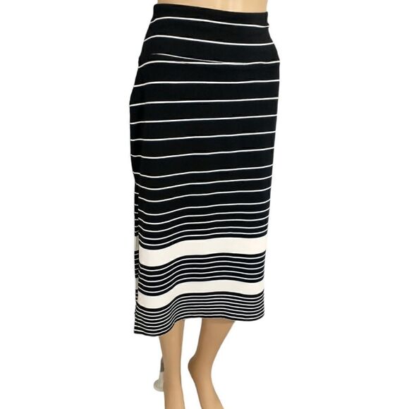 Athleta Skirt Size Xs Black White Stripe Side Slits Pull On Stretch Nautical. Co - Picture 12 of 15